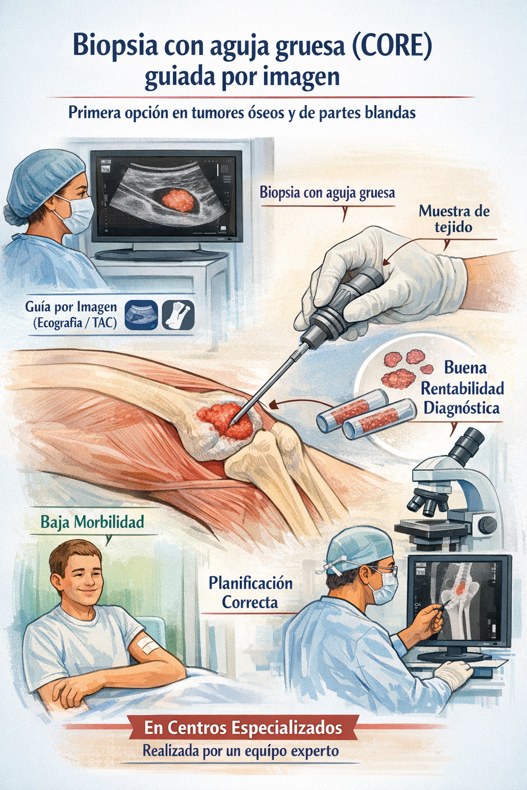Biopsia con aguja gruesa guiada por imagen en tumores óseos y de partes blandas