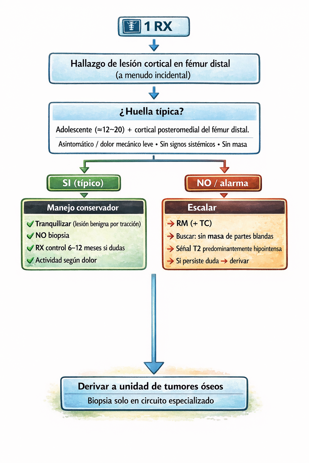 Algoritmo de manejo del desmoide periostal