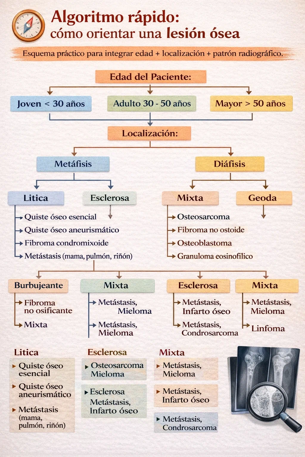 Algoritmo de orientación de lesiones óseas