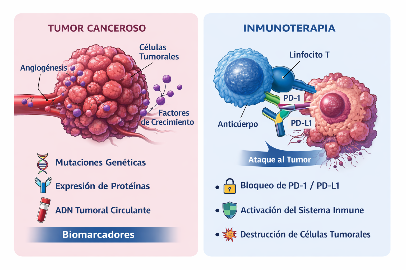 Esquema de inmunoterapia y medicina de precisión en oncología