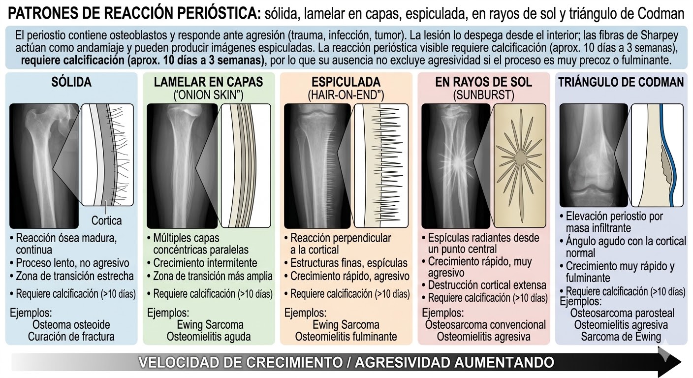 Comparativa de reacciones periósticas en tumores óseos